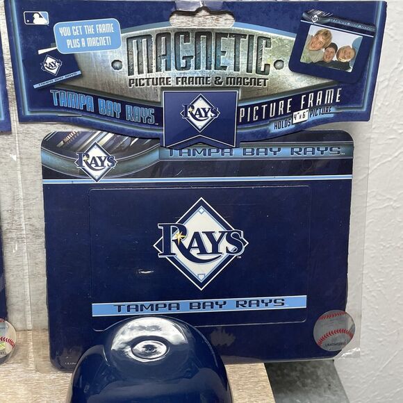 Lot of 4 MLB Tampa Bay Rays: 2 Mini Ice Cream Helmets, 2 Magnetic Picture Frame - Picture 4 of 16